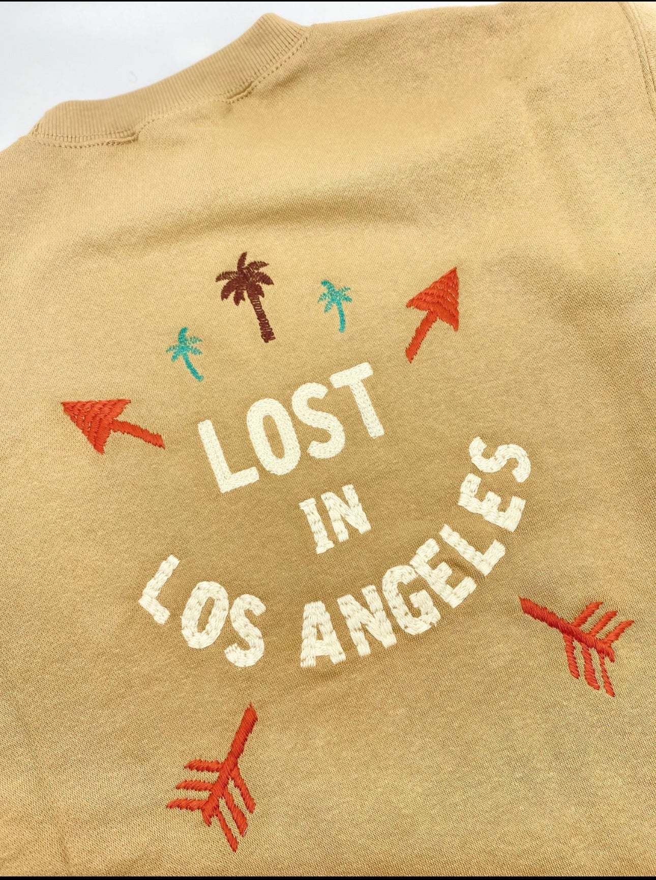 Tan Lost in Los Angles Crew Neck Sweatshirt