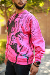 pink wolves all over print crew 