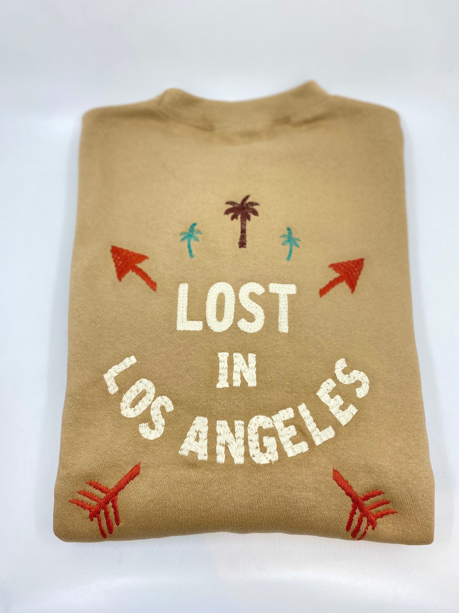 Tan Lost in Los Angles Crew Neck Sweatshirt